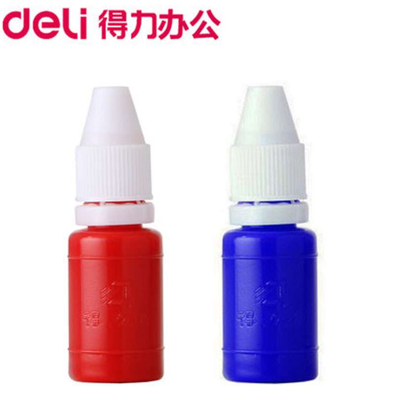 得力9873红色原子印油 10毫升印台印泥油印章油专用红色快干