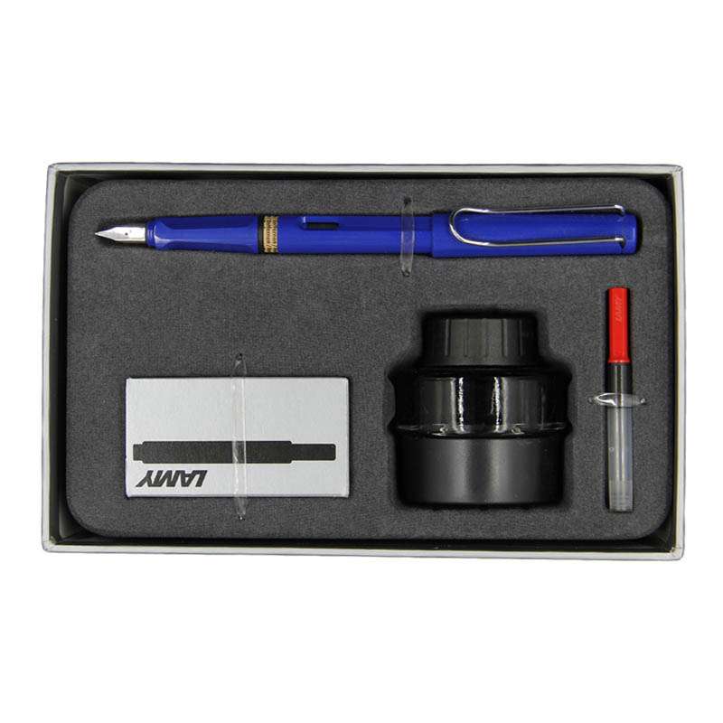 凌美（Lamy）墨水礼盒套装 狩猎者亮蓝色墨水笔钢笔 F尖
