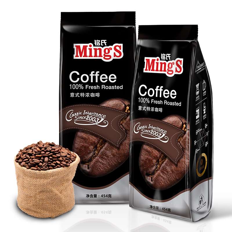Mings铭氏 黑装 意大利特浓咖啡豆454g 新鲜烘培