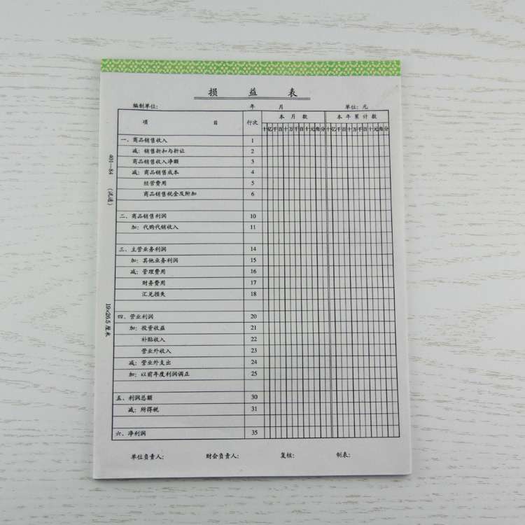 财务用品 报表 损益表(流通) 401-84 利润表