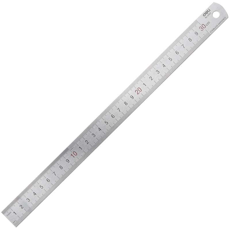 得力8463钢直尺绘图制图专用 不锈钢测量工具30cm加厚钢尺