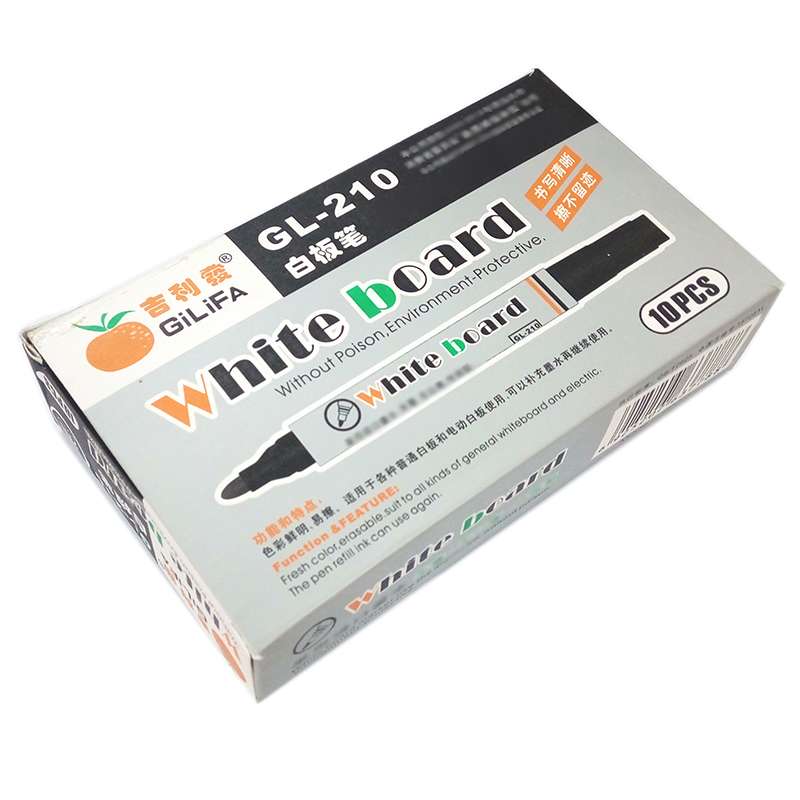 吉利发GL-210 白板笔 可擦白板笔水性 红色蓝色黑色 2.0mm线幅 办公用品 GL-210