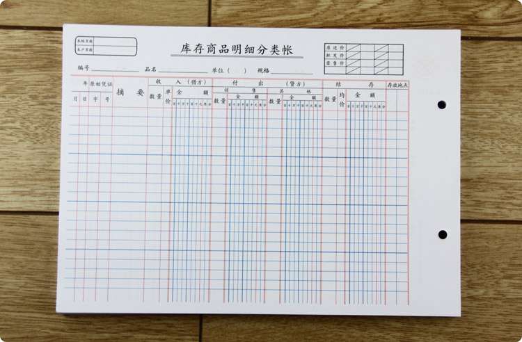 成文厚16K账本 成文厚乙式115-2 库存商品明细分类账页