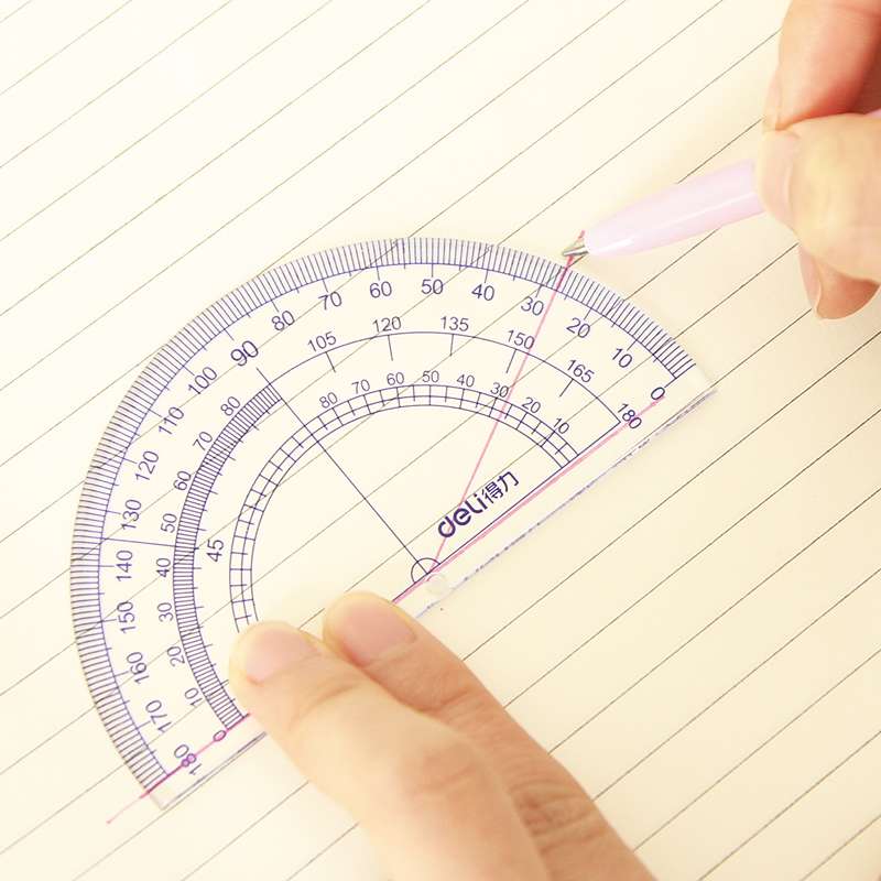 尺子套装得力9597学生套尺 直尺+三角尺+量角器 文具四件套